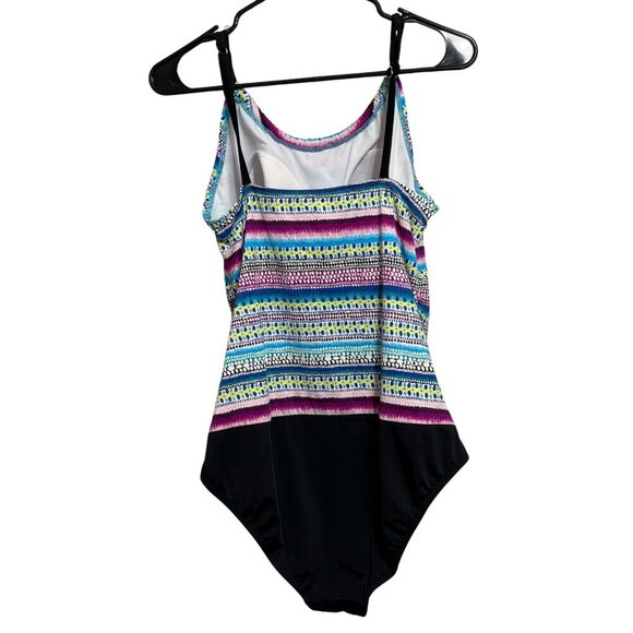 Jantzen Swim Womens High Neck One Piece Swimsuit Pattern Print - Size 10 - Picture 4 of 6